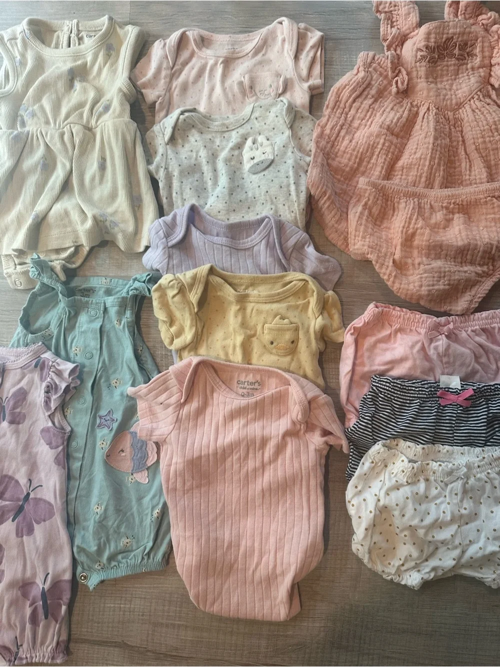 Pastel Baby Girl Clothing Lot in Pink, Peach, Lavender - 0-3 month